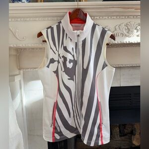 Brax Golf Zebra Print Athletic Golf Vest L Mob Wife Aesthetic Animal Core Zip up